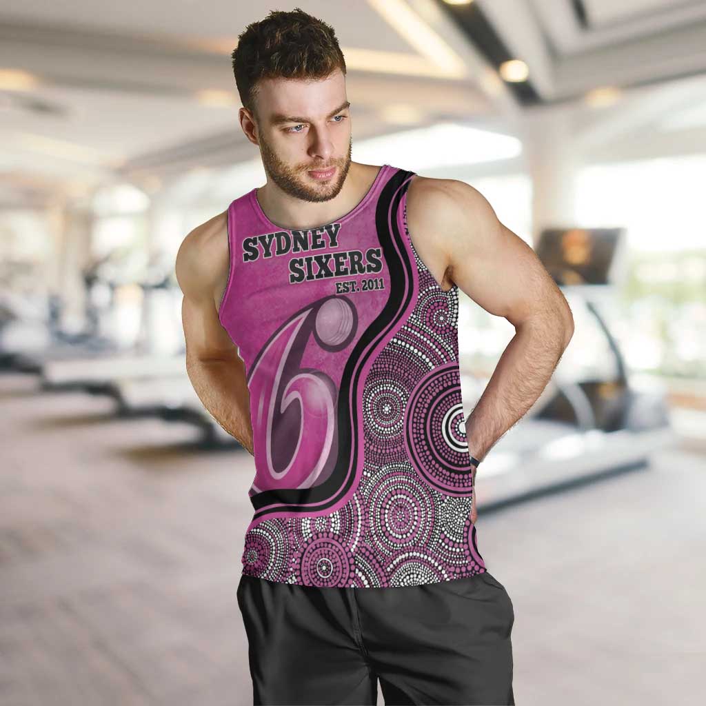 Custom Sydney Sixers Men Tank Top Indigenous Art - Grunge Style - Vibe Hoodie Shop