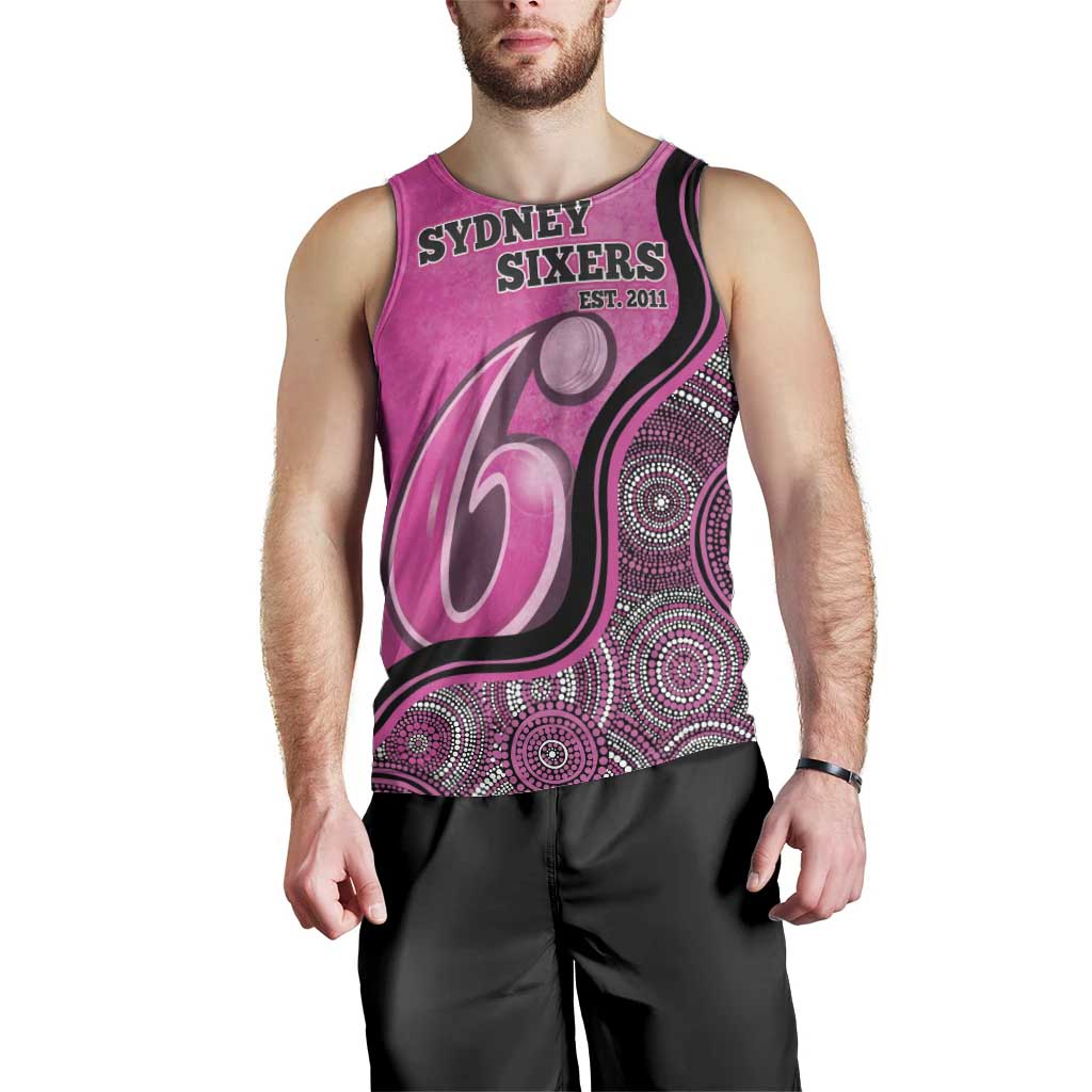 Custom Sydney Sixers Men Tank Top Indigenous Art - Grunge Style - Vibe Hoodie Shop