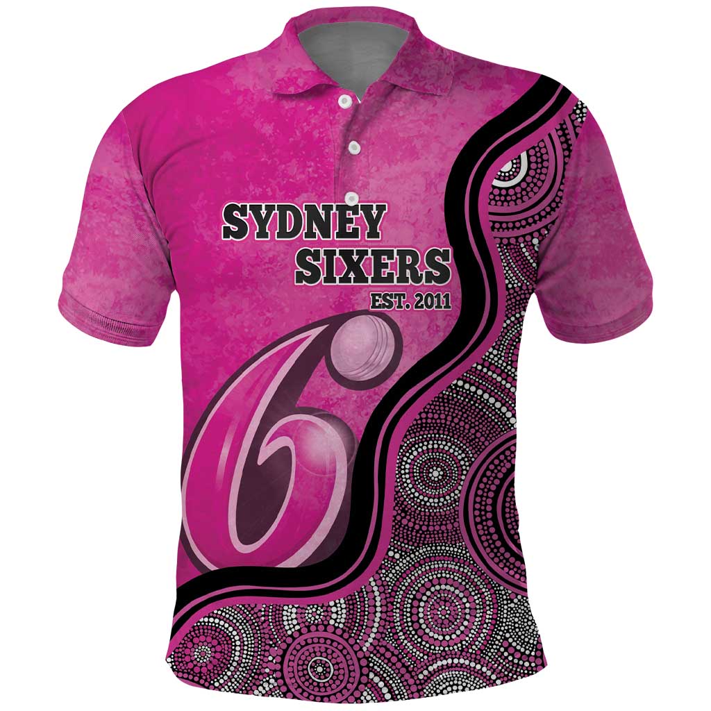 Custom Sydney Sixers Polo Shirt Indigenous Art - Grunge Style - Vibe Hoodie Shop