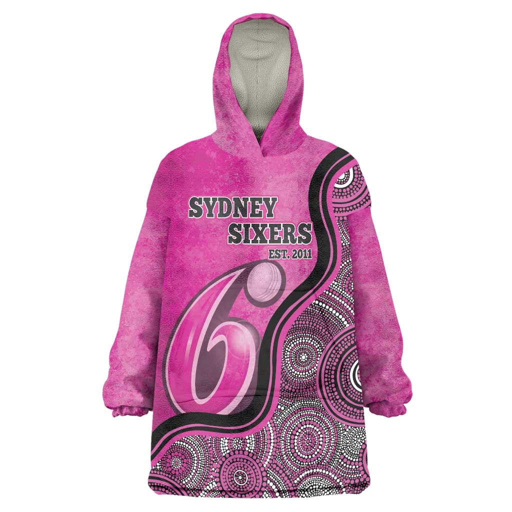 Custom Sydney Sixers Wearable Blanket Hoodie Indigenous Art - Grunge Style - Vibe Hoodie Shop