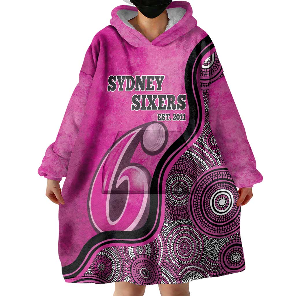 Custom Sydney Sixers Wearable Blanket Hoodie Indigenous Art - Grunge Style - Vibe Hoodie Shop