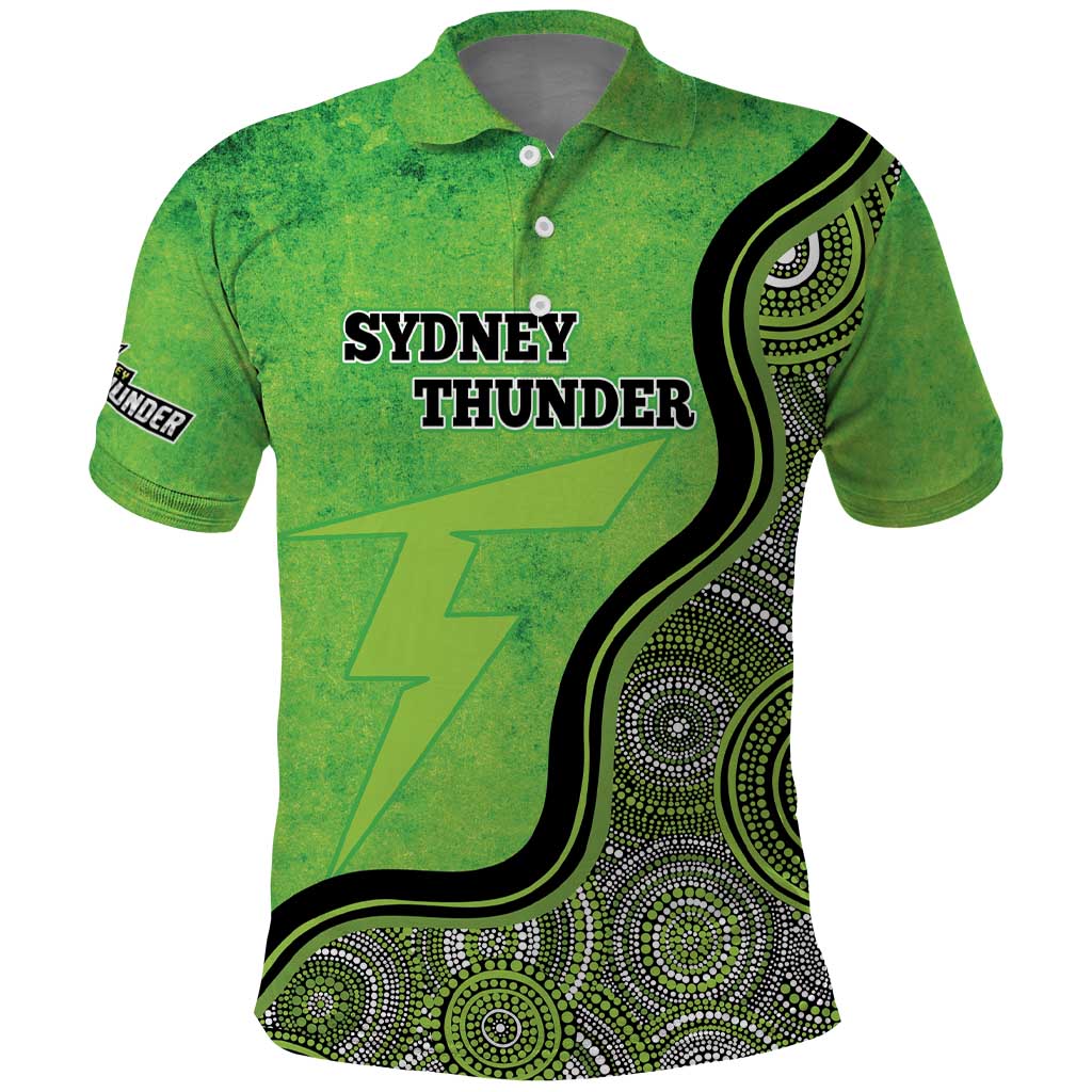 Custom Sydney Thunder Polo Shirt Indigenous Art - Grunge Style - Vibe Hoodie Shop