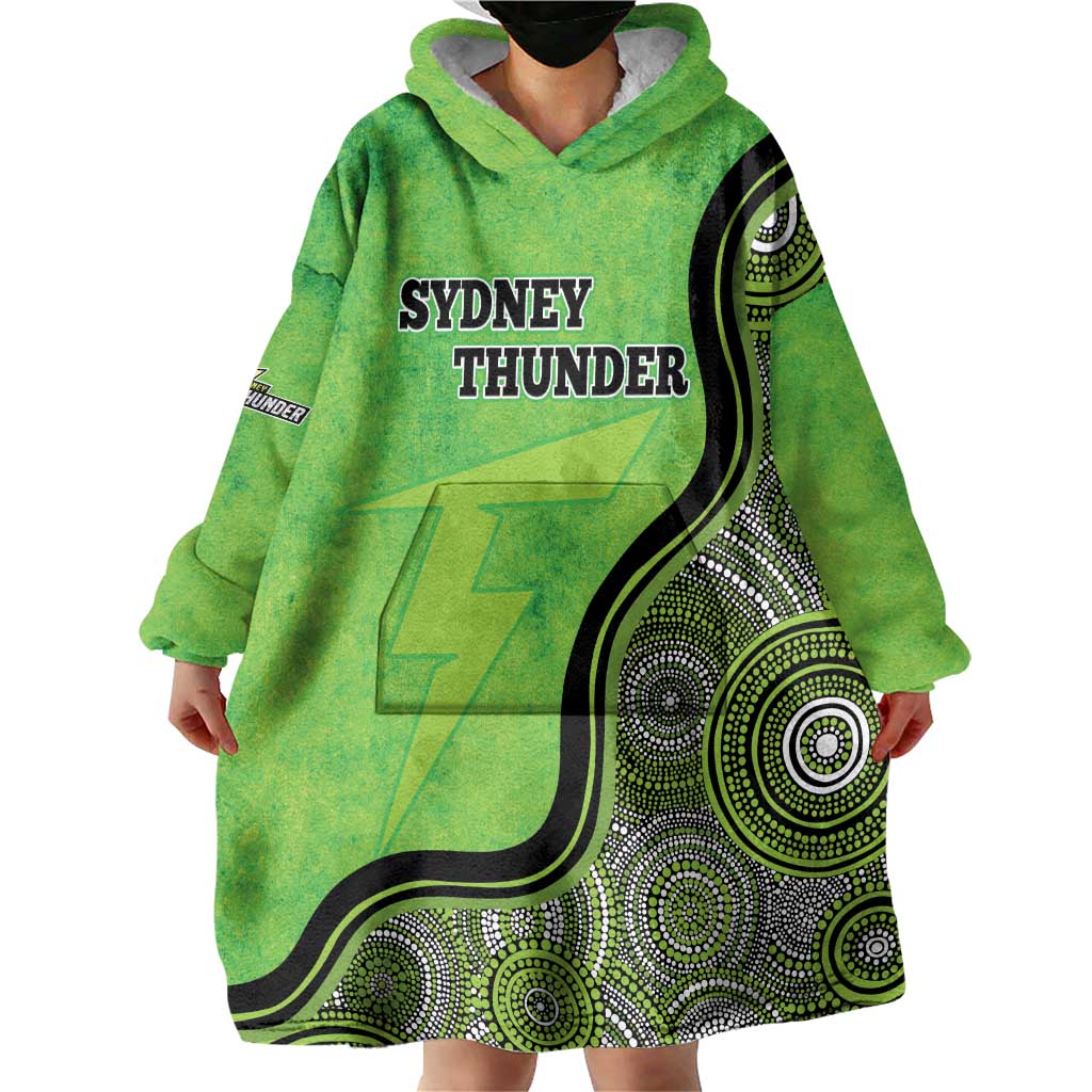 Custom Sydney Thunder Wearable Blanket Hoodie Indigenous Art - Grunge Style - Vibe Hoodie Shop