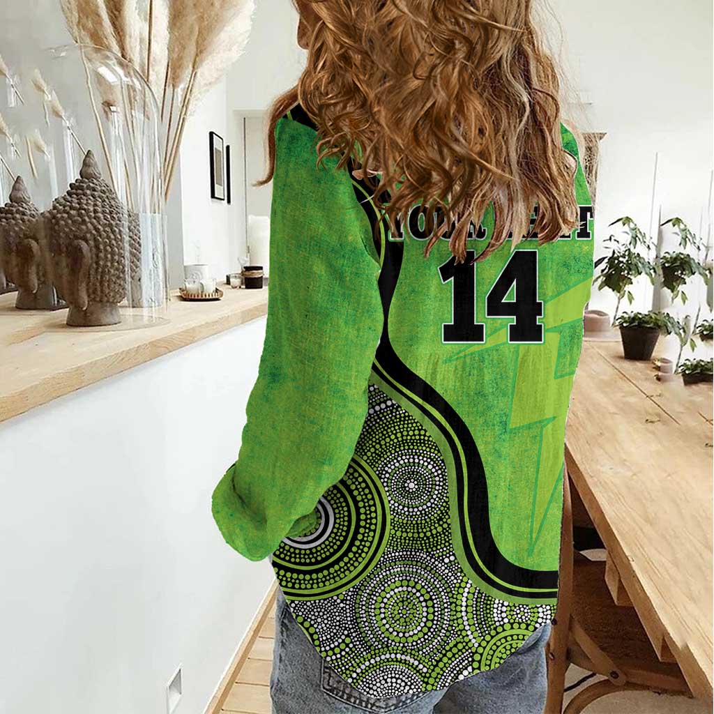 Custom Sydney Thunder Women Casual Shirt Indigenous Art - Grunge Style - Vibe Hoodie Shop