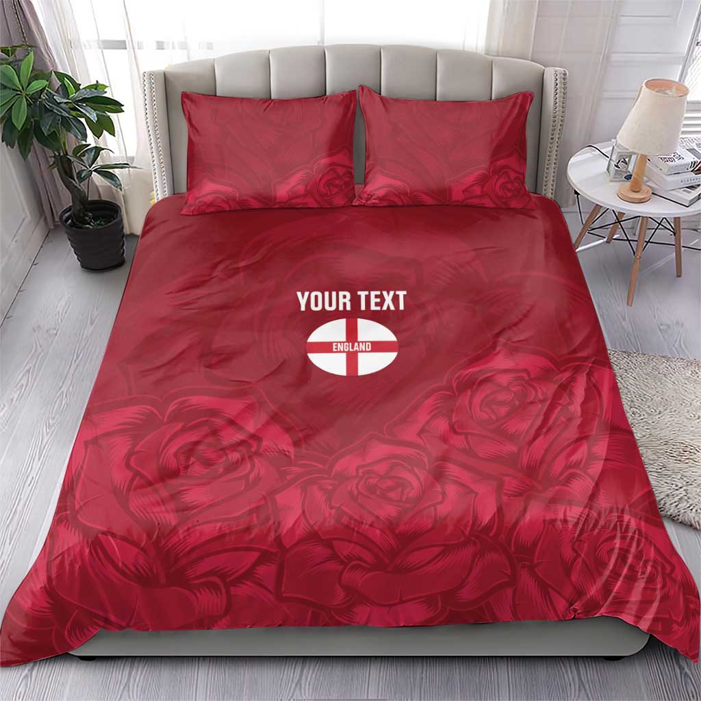 Custom England Rugby 2025 Bedding Set Go Champions Red Rose - Vibe Hoodie Shop