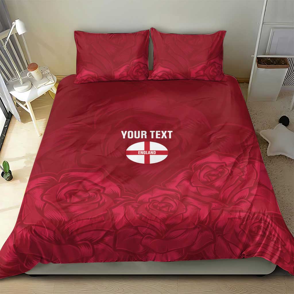 Custom England Rugby 2025 Bedding Set Go Champions Red Rose - Vibe Hoodie Shop