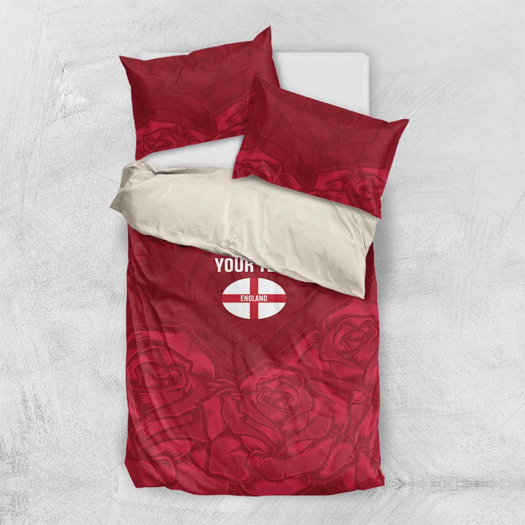 Custom England Rugby 2025 Bedding Set Go Champions Red Rose - Vibe Hoodie Shop