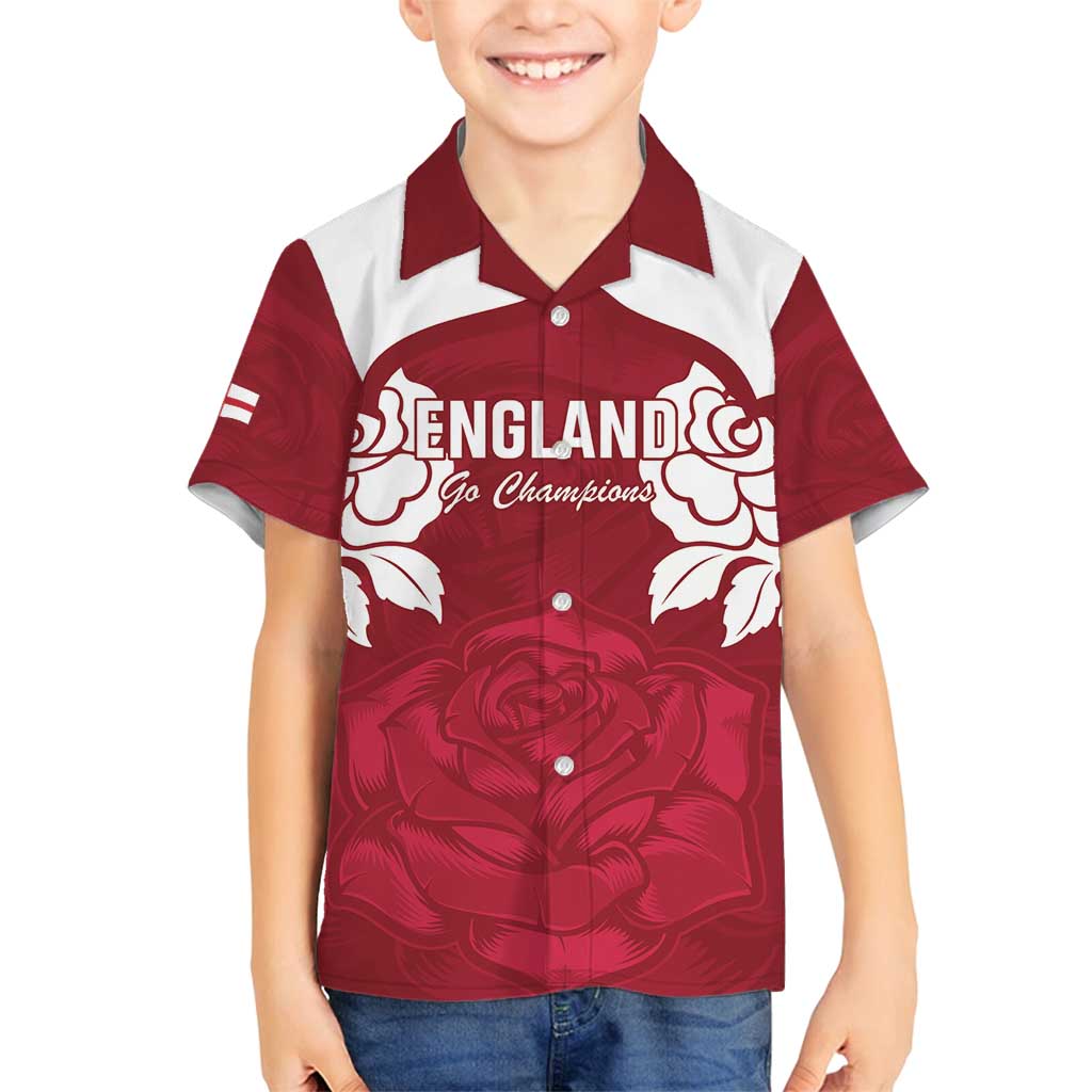 Custom England Rugby 2025 Family Matching Off Shoulder Maxi Dress and Hawaiian Shirt Go Champions Red Rose