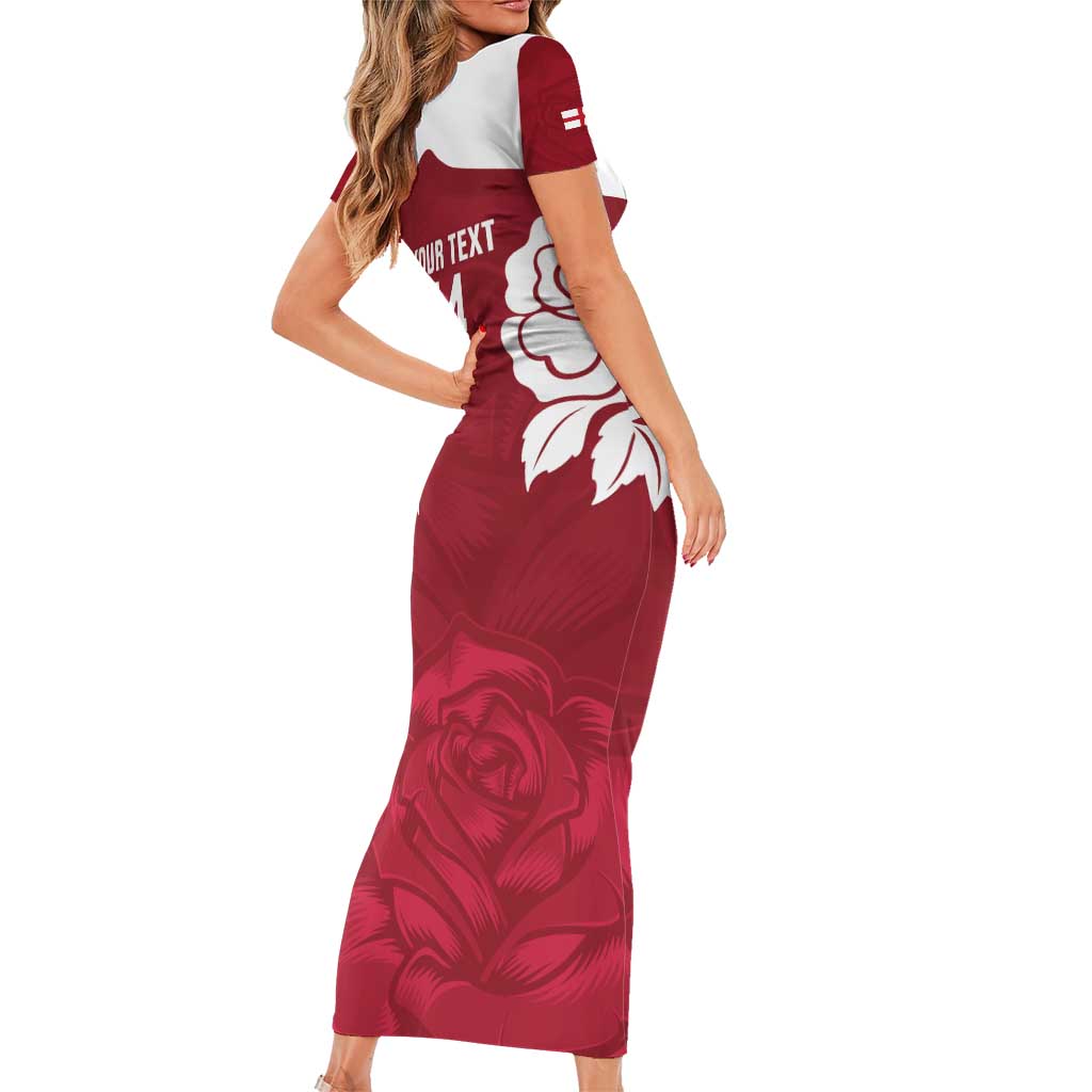 Custom England Rugby 2025 Family Matching Short Sleeve Bodycon Dress and Hawaiian Shirt Go Champions Red Rose