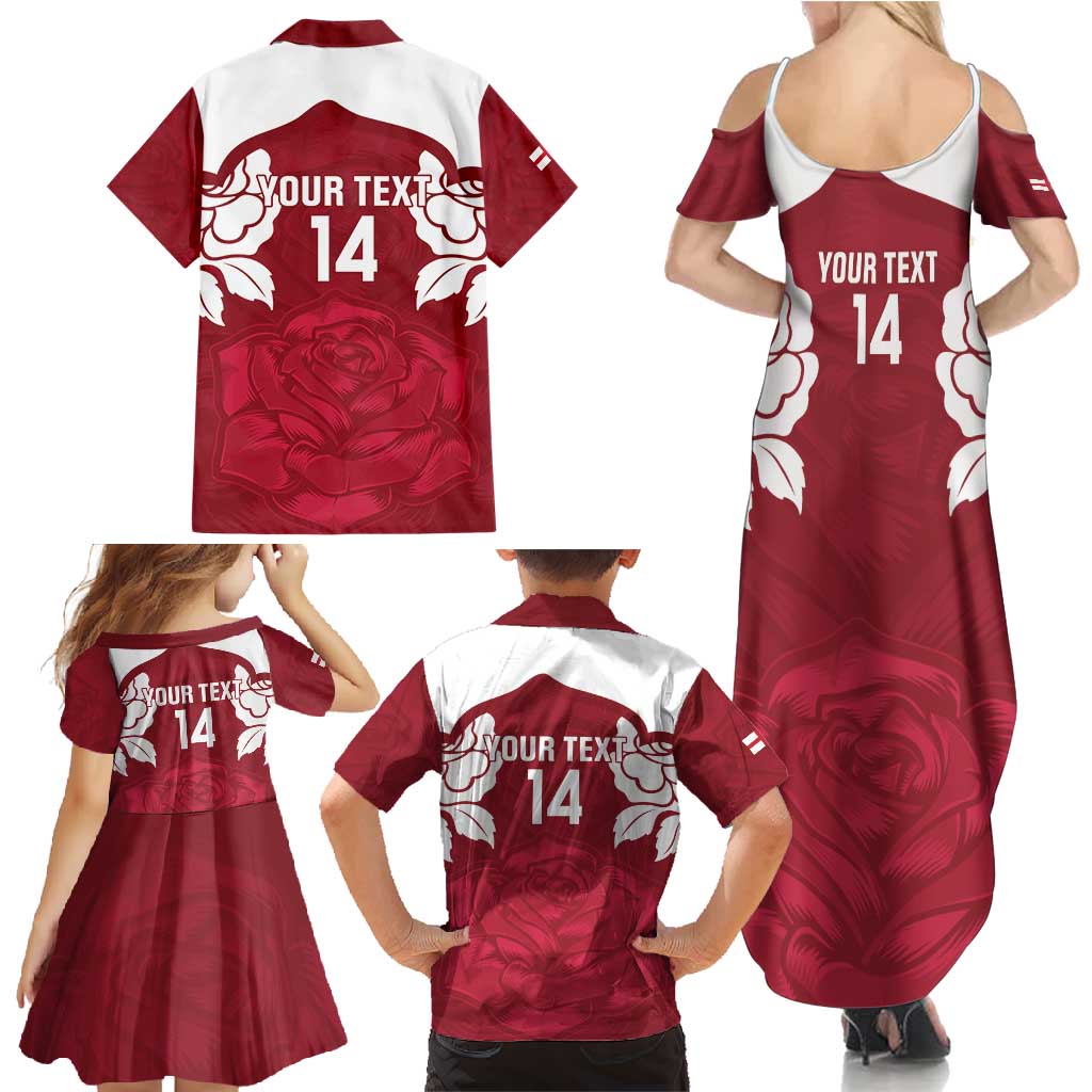 Custom England Rugby 2025 Family Matching Summer Maxi Dress and Hawaiian Shirt Go Champions Red Rose