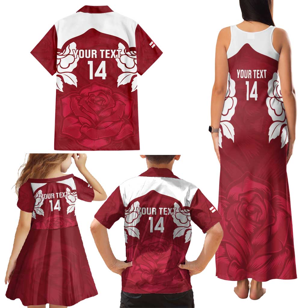 Custom England Rugby 2025 Family Matching Tank Maxi Dress and Hawaiian Shirt Go Champions Red Rose