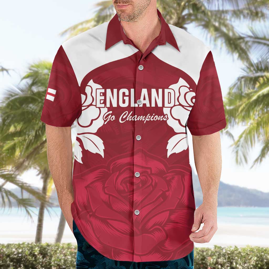 Custom England Rugby 2025 Hawaiian Shirt Go Champions Red Rose - Vibe Hoodie Shop