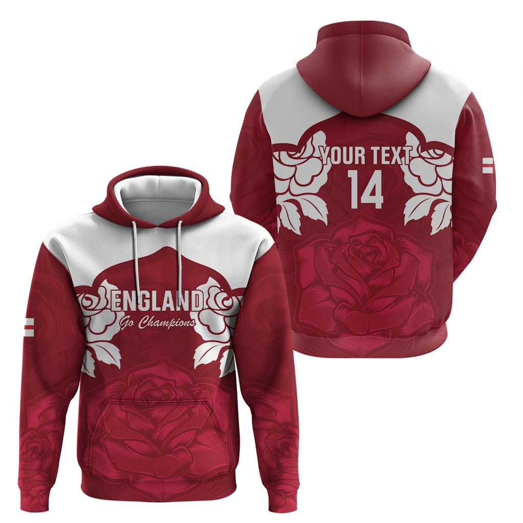 Custom England Rugby 2025 Hoodie Go Champions Red Rose - Vibe Hoodie Shop