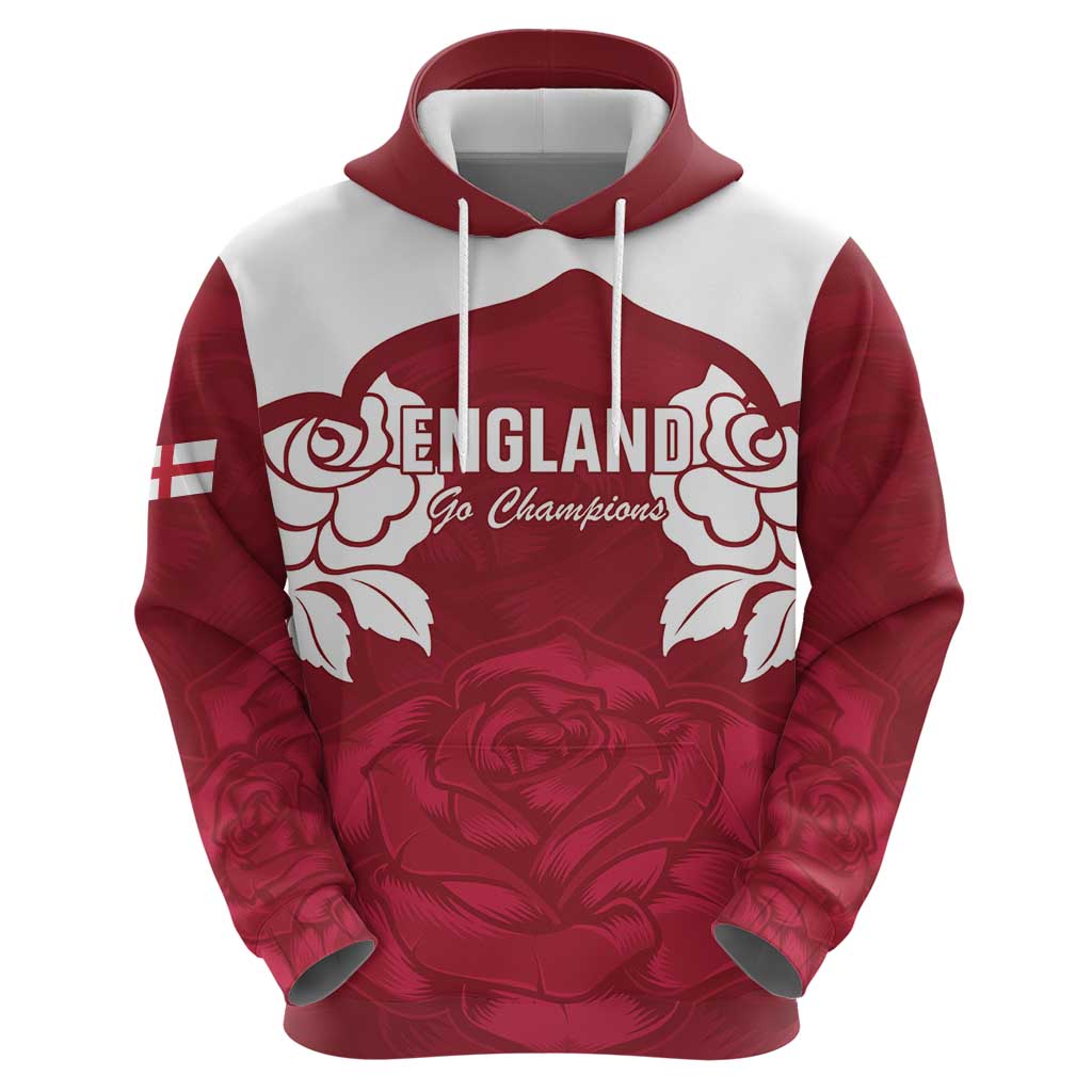 Custom England Rugby 2025 Hoodie Go Champions Red Rose - Vibe Hoodie Shop