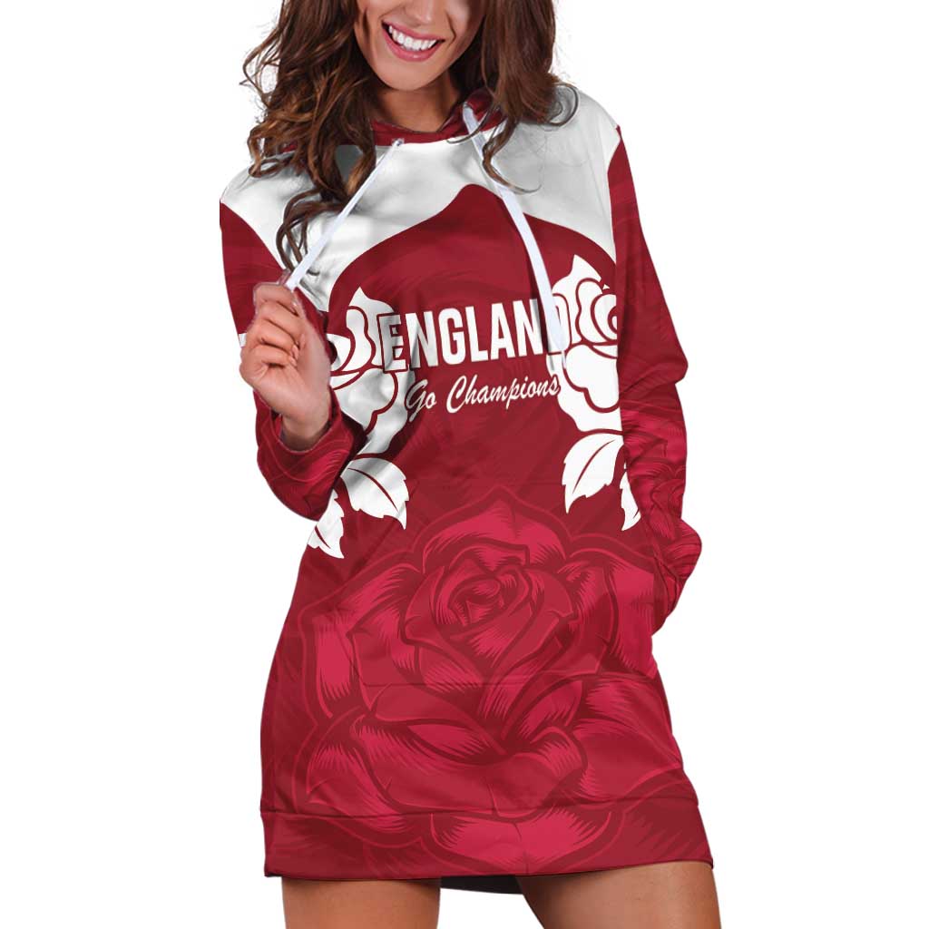 Custom England Rugby 2025 Hoodie Dress Go Champions Red Rose - Vibe Hoodie Shop