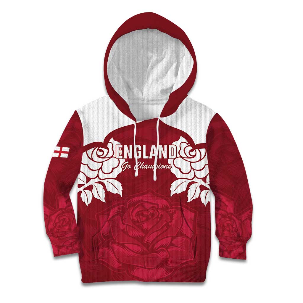 Custom England Rugby 2025 Kid Hoodie Go Champions Red Rose - Vibe Hoodie Shop