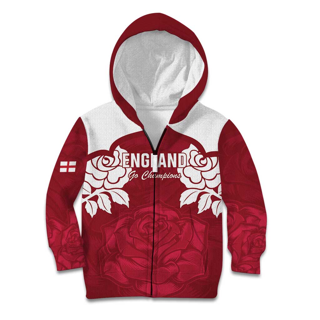 Custom England Rugby 2025 Kid Hoodie Go Champions Red Rose - Vibe Hoodie Shop