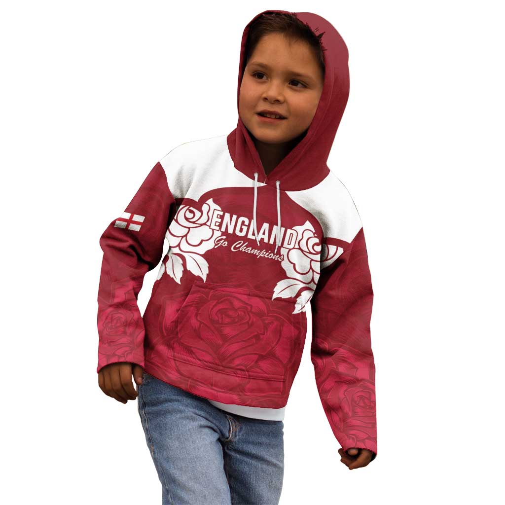 Custom England Rugby 2025 Kid Hoodie Go Champions Red Rose - Vibe Hoodie Shop