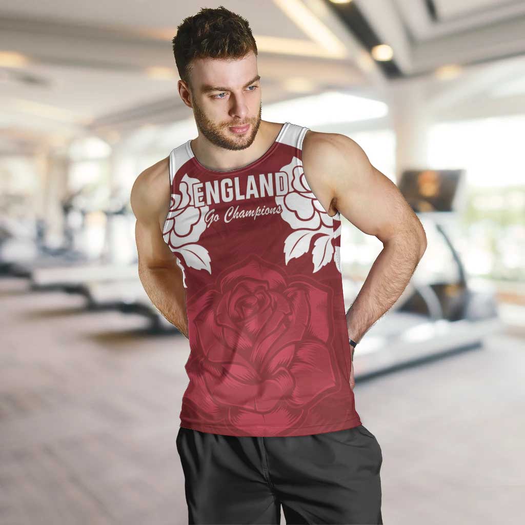 Custom England Rugby 2025 Men Tank Top Go Champions Red Rose - Vibe Hoodie Shop