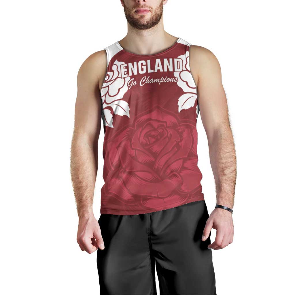 Custom England Rugby 2025 Men Tank Top Go Champions Red Rose - Vibe Hoodie Shop