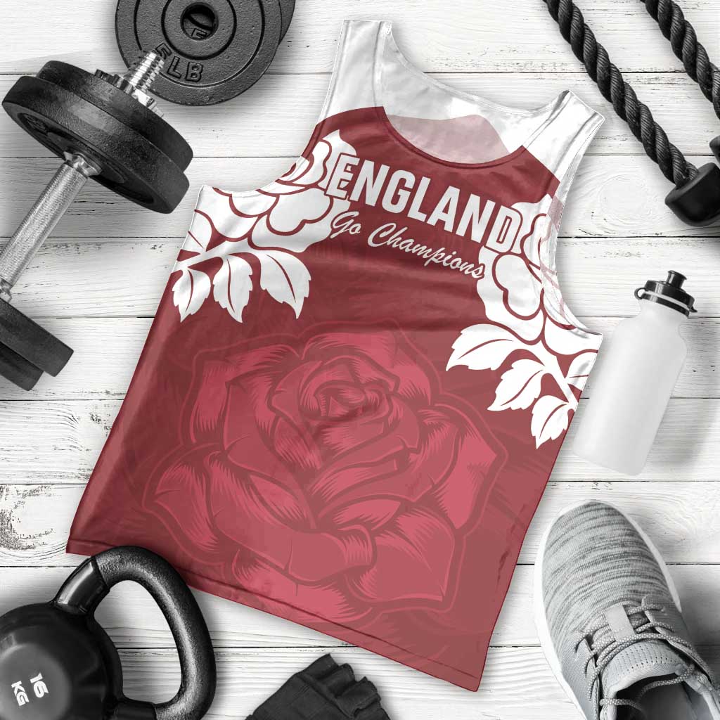 Custom England Rugby 2025 Men Tank Top Go Champions Red Rose - Vibe Hoodie Shop