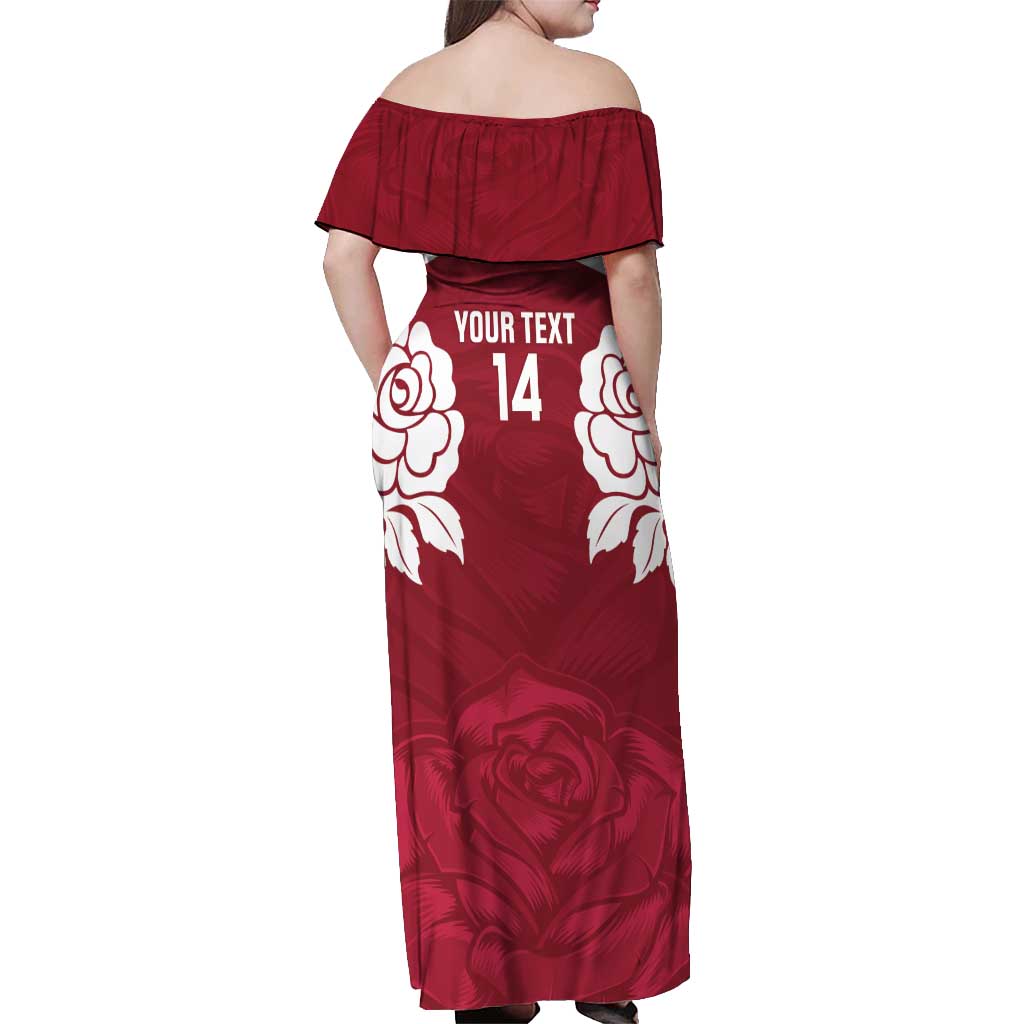 Custom England Rugby 2025 Off Shoulder Maxi Dress Go Champions Red Rose