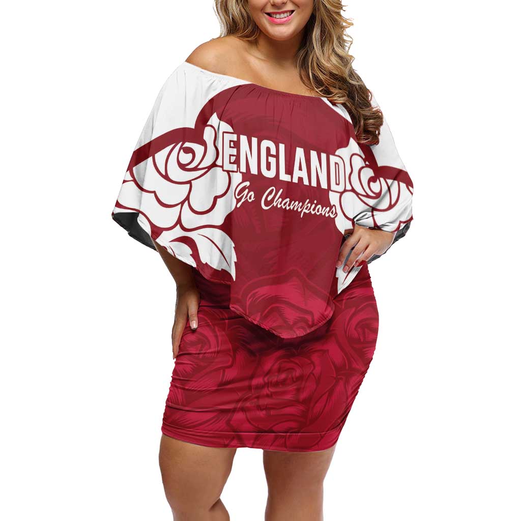 Custom England Rugby 2025 Off Shoulder Short Dress Go Champions Red Rose