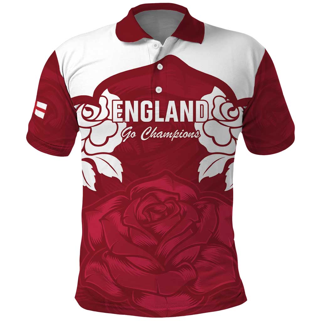 Custom England Rugby 2025 Polo Shirt Go Champions Red Rose - Vibe Hoodie Shop