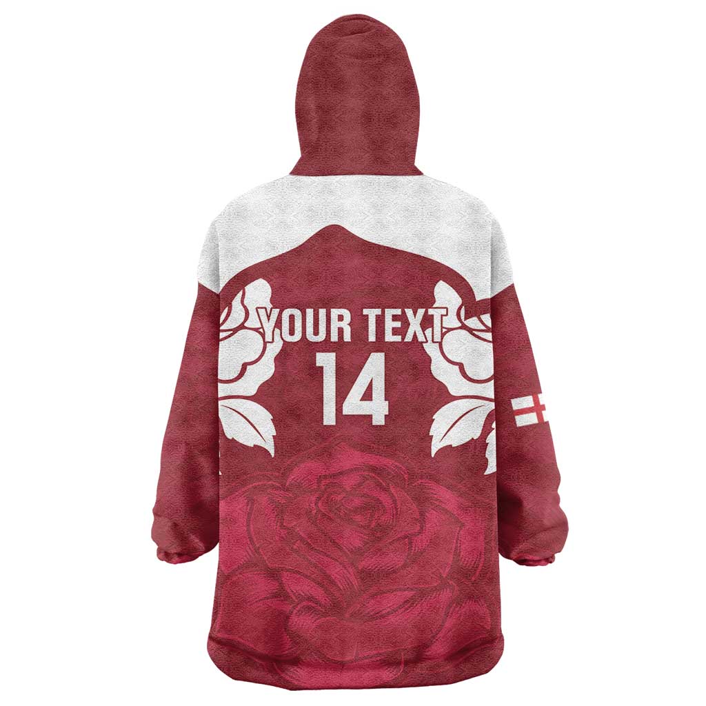 Custom England Rugby 2025 Wearable Blanket Hoodie Go Champions Red Rose - Vibe Hoodie Shop