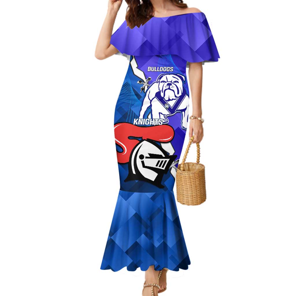 Custom Bulldogs And Knights Rugby 2025 Family Matching Mermaid Dress and Hawaiian Shirt Dynamic Style