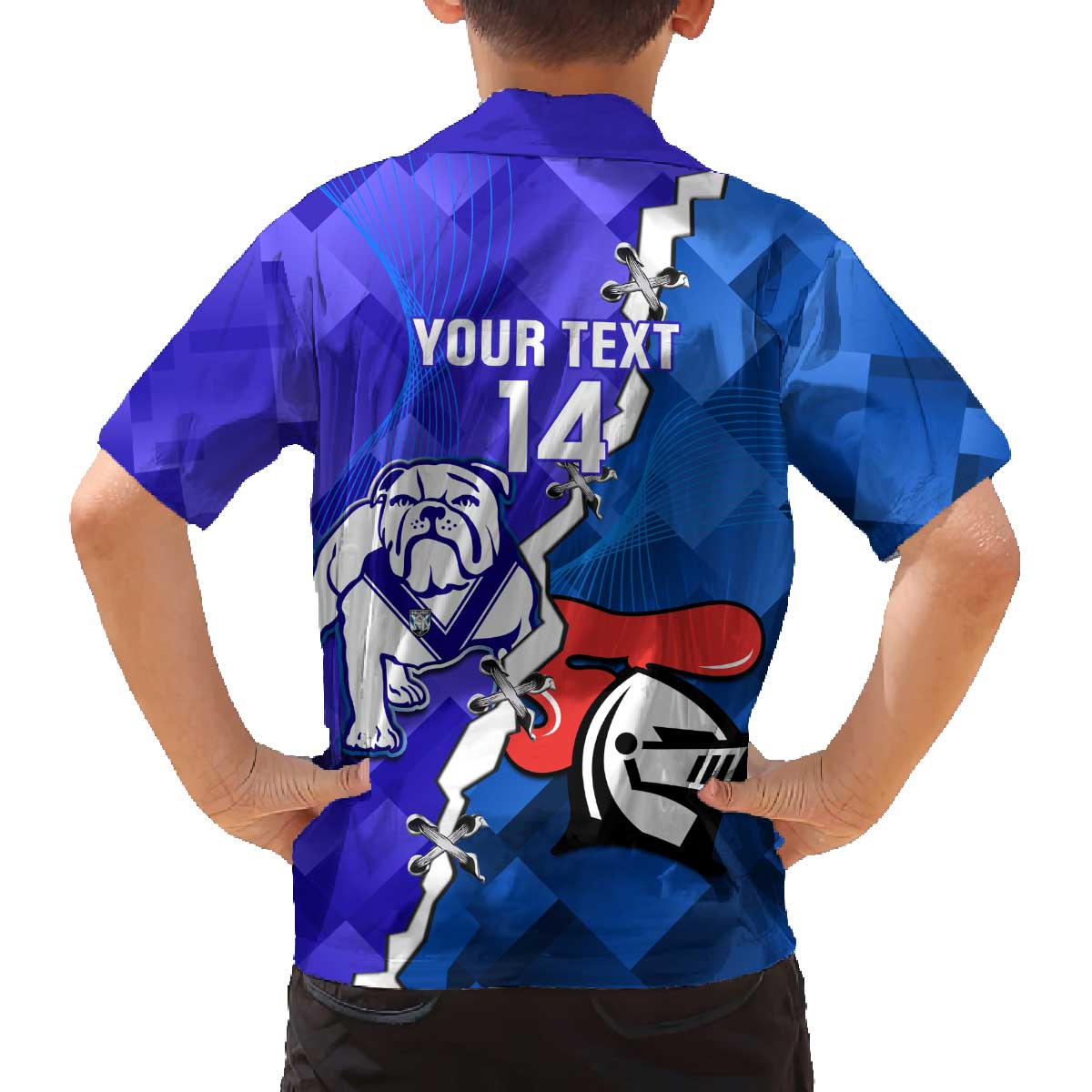 Custom Bulldogs And Knights Rugby 2025 Family Matching Off The Shoulder Long Sleeve Dress and Hawaiian Shirt Dynamic Style