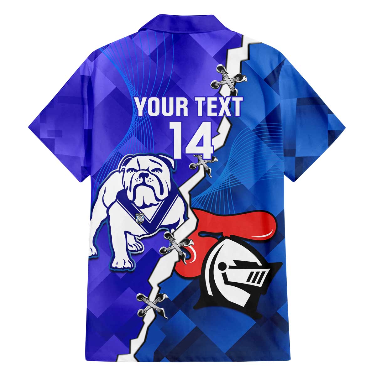 Custom Bulldogs And Knights Rugby 2025 Family Matching Off The Shoulder Long Sleeve Dress and Hawaiian Shirt Dynamic Style
