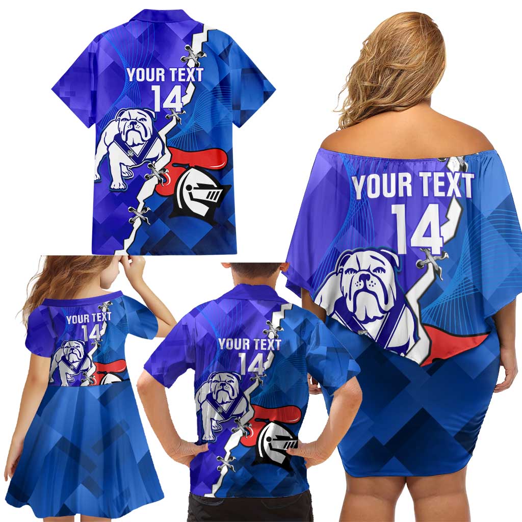 Custom Bulldogs And Knights Rugby 2025 Family Matching Off Shoulder Short Dress and Hawaiian Shirt Dynamic Style