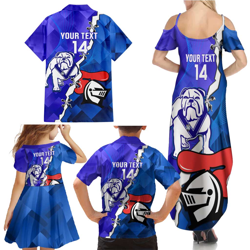 Custom Bulldogs And Knights Rugby 2025 Family Matching Summer Maxi Dress and Hawaiian Shirt Dynamic Style