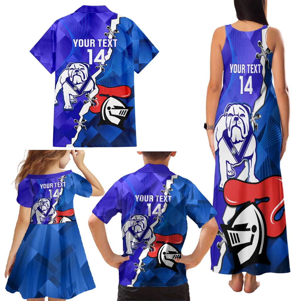 Custom Bulldogs And Knights Rugby 2025 Family Matching Tank Maxi Dress and Hawaiian Shirt Dynamic Style