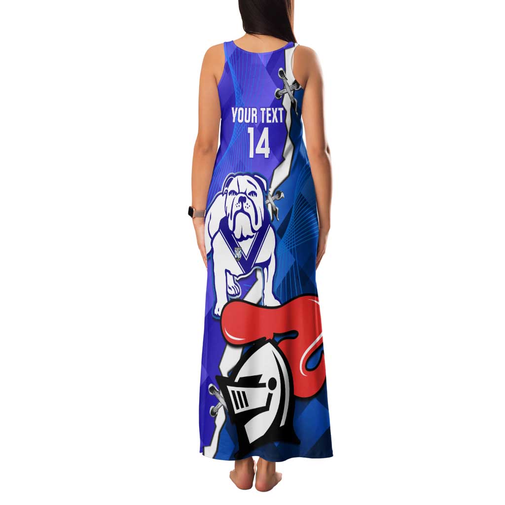 Custom Bulldogs And Knights Rugby 2025 Family Matching Tank Maxi Dress and Hawaiian Shirt Dynamic Style