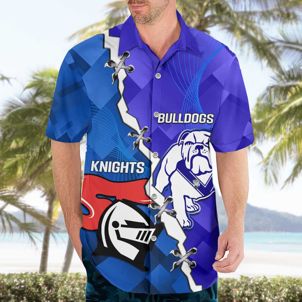 Custom Bulldogs And Knights Rugby 2025 Hawaiian Shirt Dynamic Style - Vibe Hoodie Shop