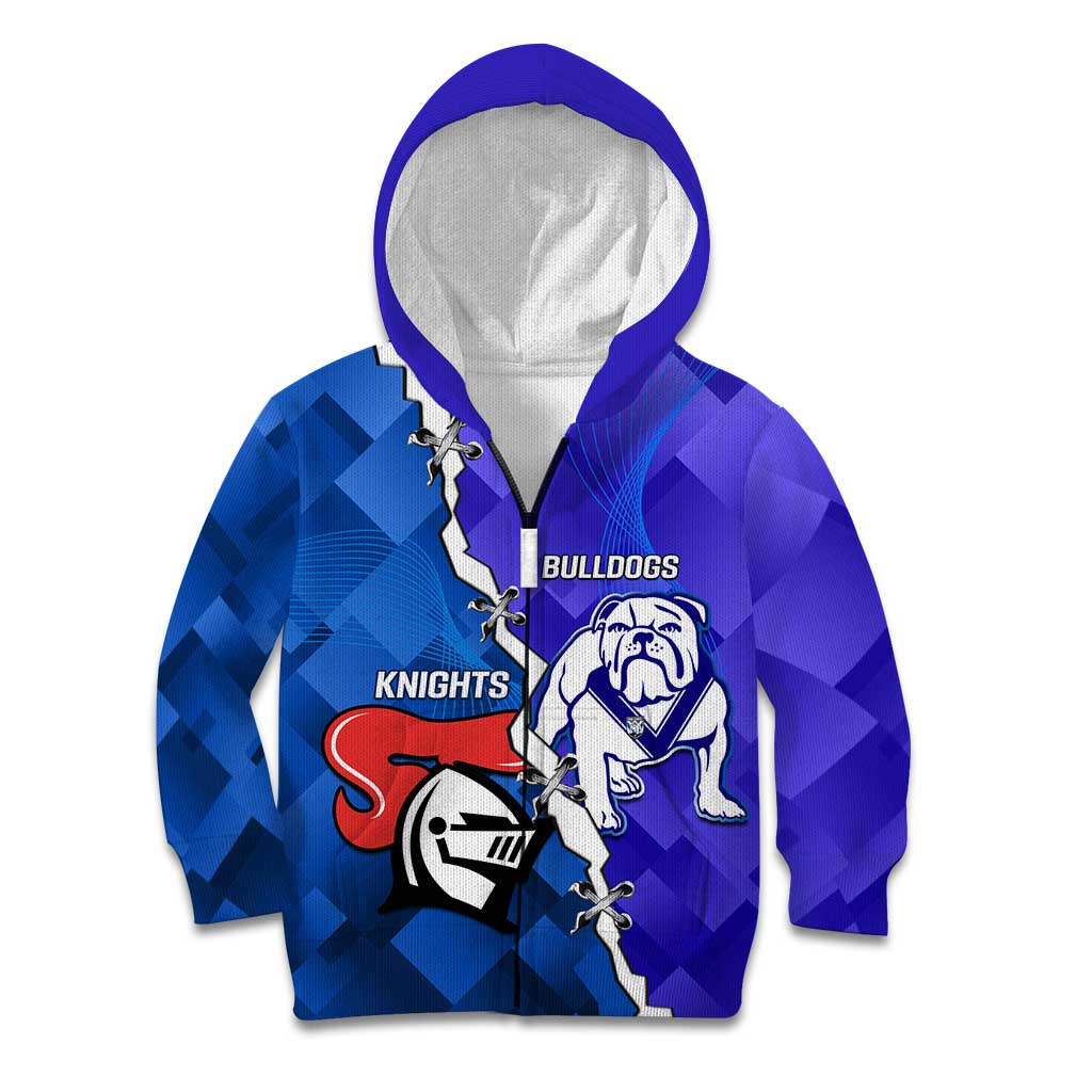 Custom Bulldogs And Knights Rugby 2025 Kid Hoodie Dynamic Style - Vibe Hoodie Shop