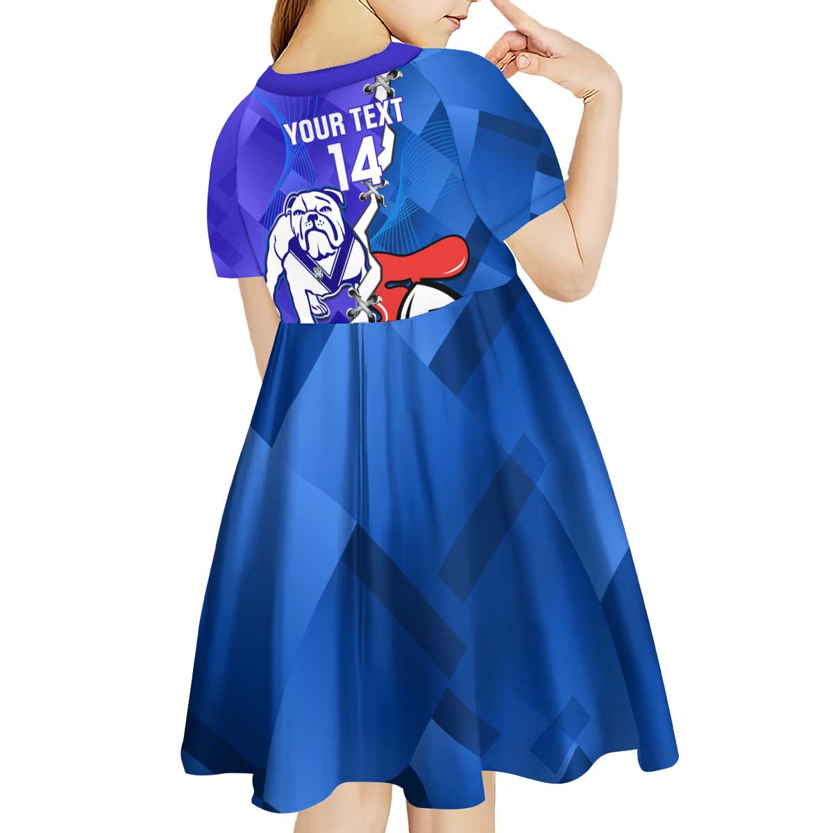 Custom Bulldogs And Knights Rugby 2025 Kid Short Sleeve Dress Dynamic Style - Vibe Hoodie Shop