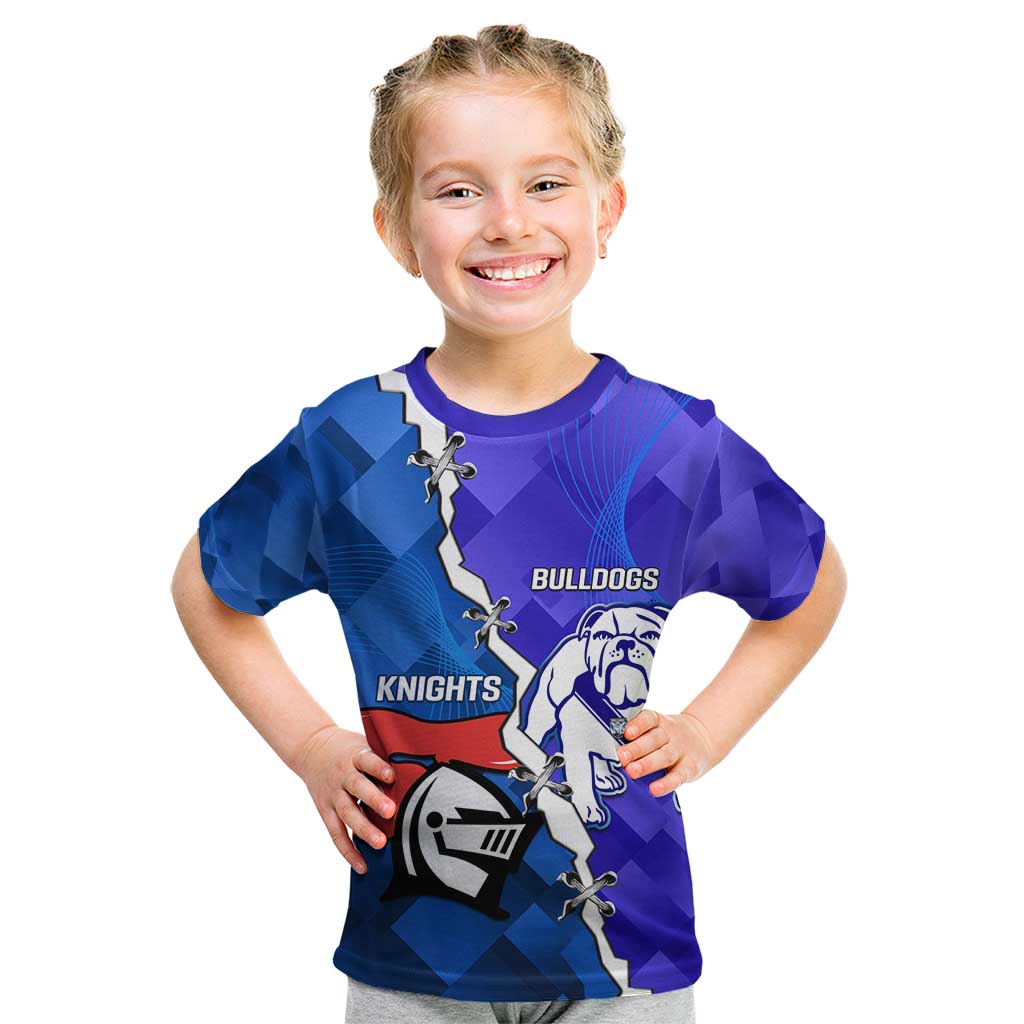 Custom Bulldogs And Knights Rugby 2025 Kid T Shirt Dynamic Style - Vibe Hoodie Shop