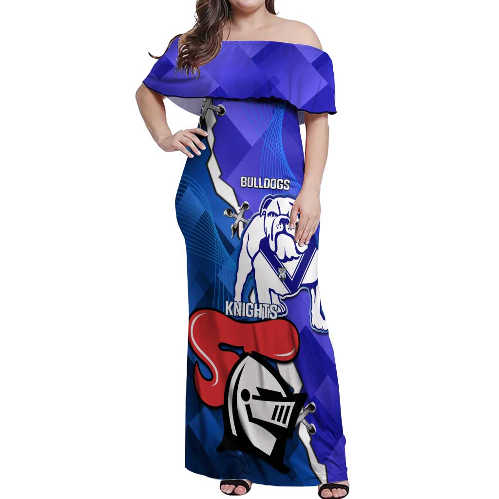 Custom Bulldogs And Knights Rugby 2025 Off Shoulder Maxi Dress Dynamic Style