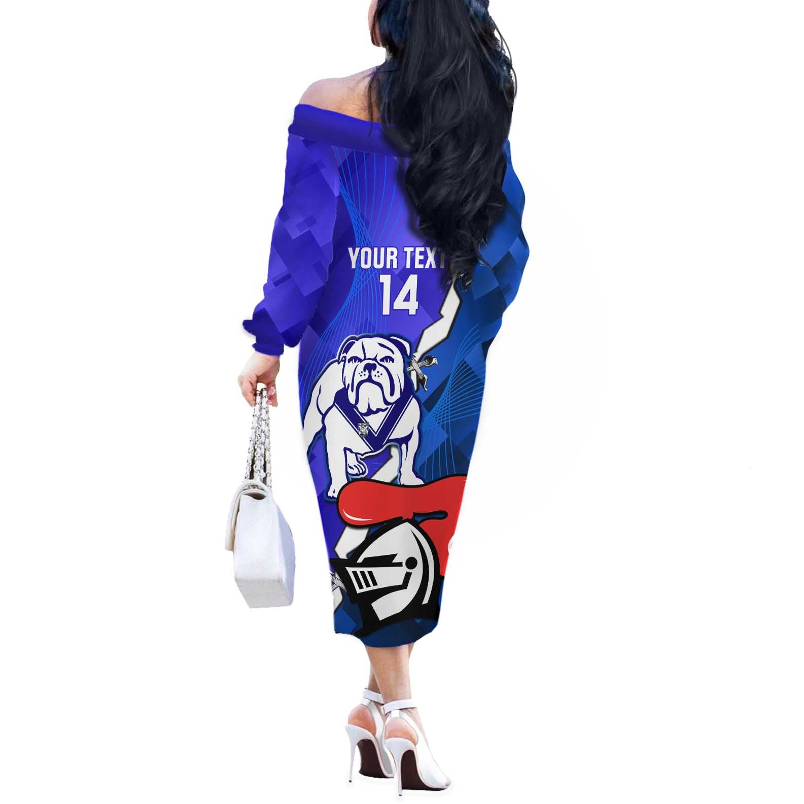 Custom Bulldogs And Knights Rugby 2025 Off The Shoulder Long Sleeve Dress Dynamic Style