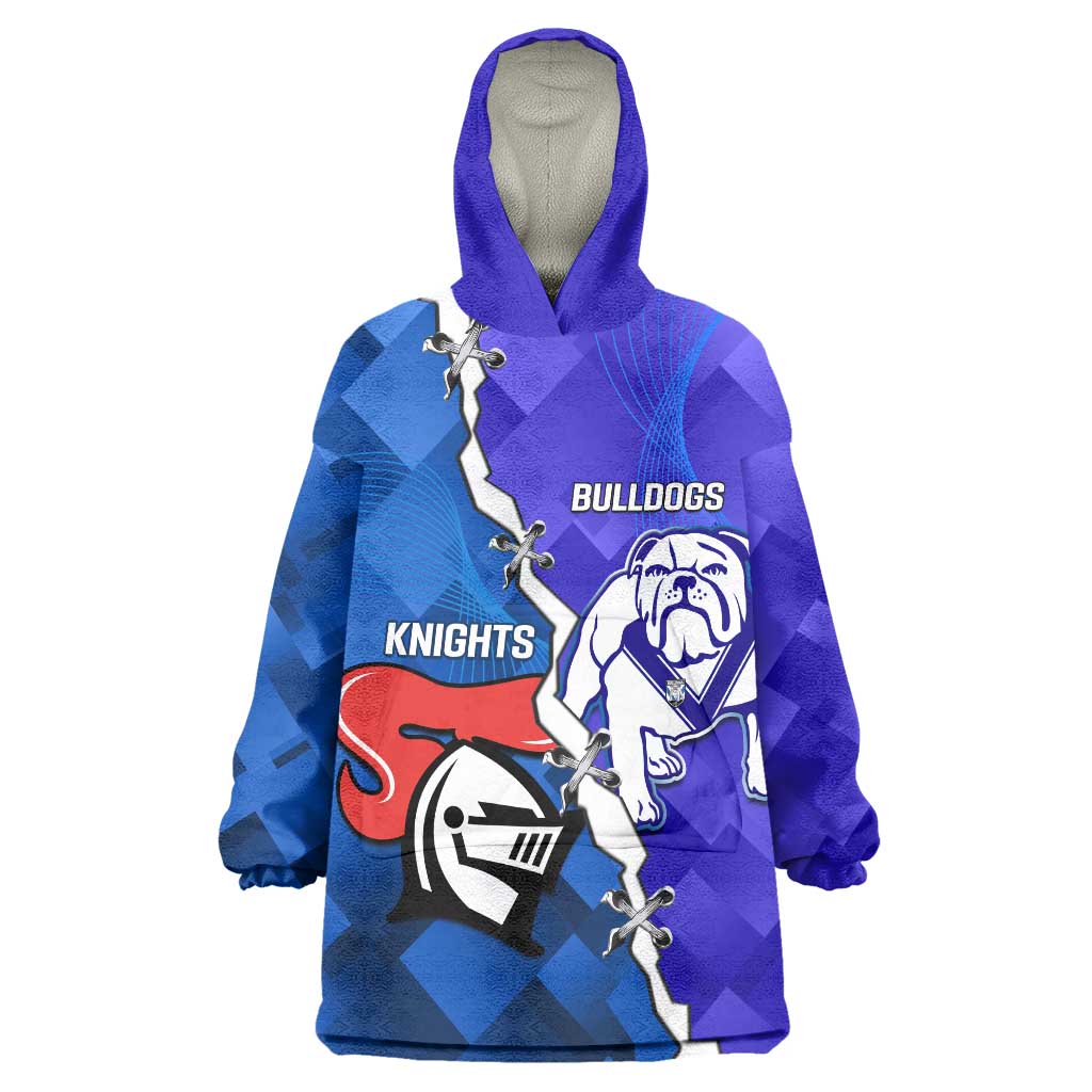 Custom Bulldogs And Knights Rugby 2025 Wearable Blanket Hoodie Dynamic Style - Vibe Hoodie Shop