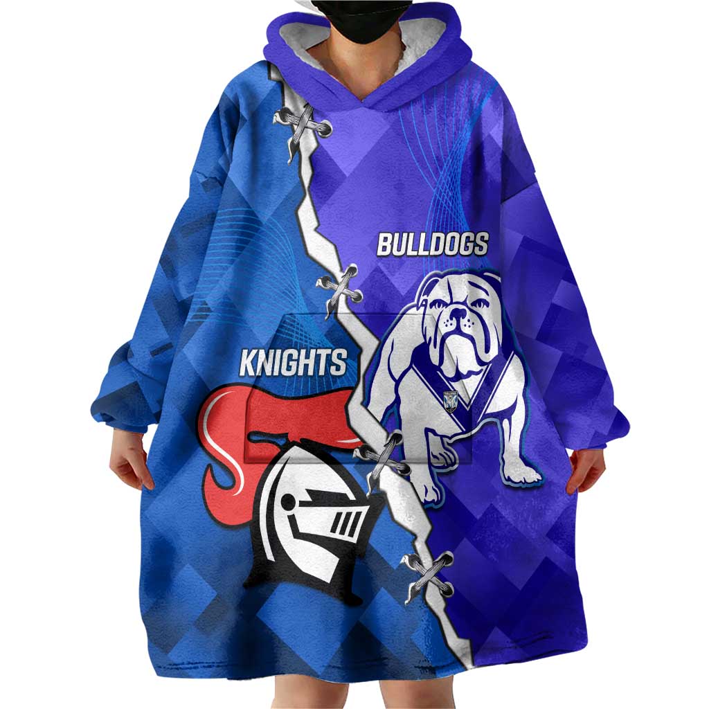 Custom Bulldogs And Knights Rugby 2025 Wearable Blanket Hoodie Dynamic Style - Vibe Hoodie Shop