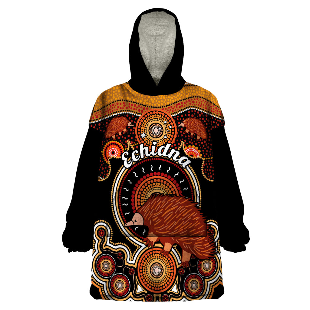 Personalised Australian Astrology Wearable Blanket Hoodie Aboriginal Echidna Zodiac Sign - Vibe Hoodie Shop