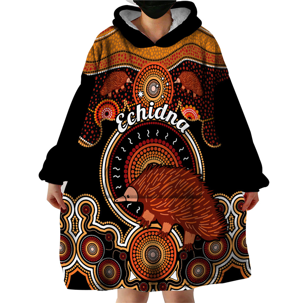 Personalised Australian Astrology Wearable Blanket Hoodie Aboriginal Echidna Zodiac Sign - Vibe Hoodie Shop