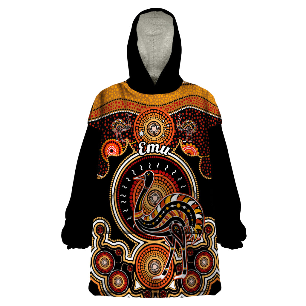 Personalised Australian Astrology Wearable Blanket Hoodie Aboriginal Emu Zodiac Sign - Vibe Hoodie Shop