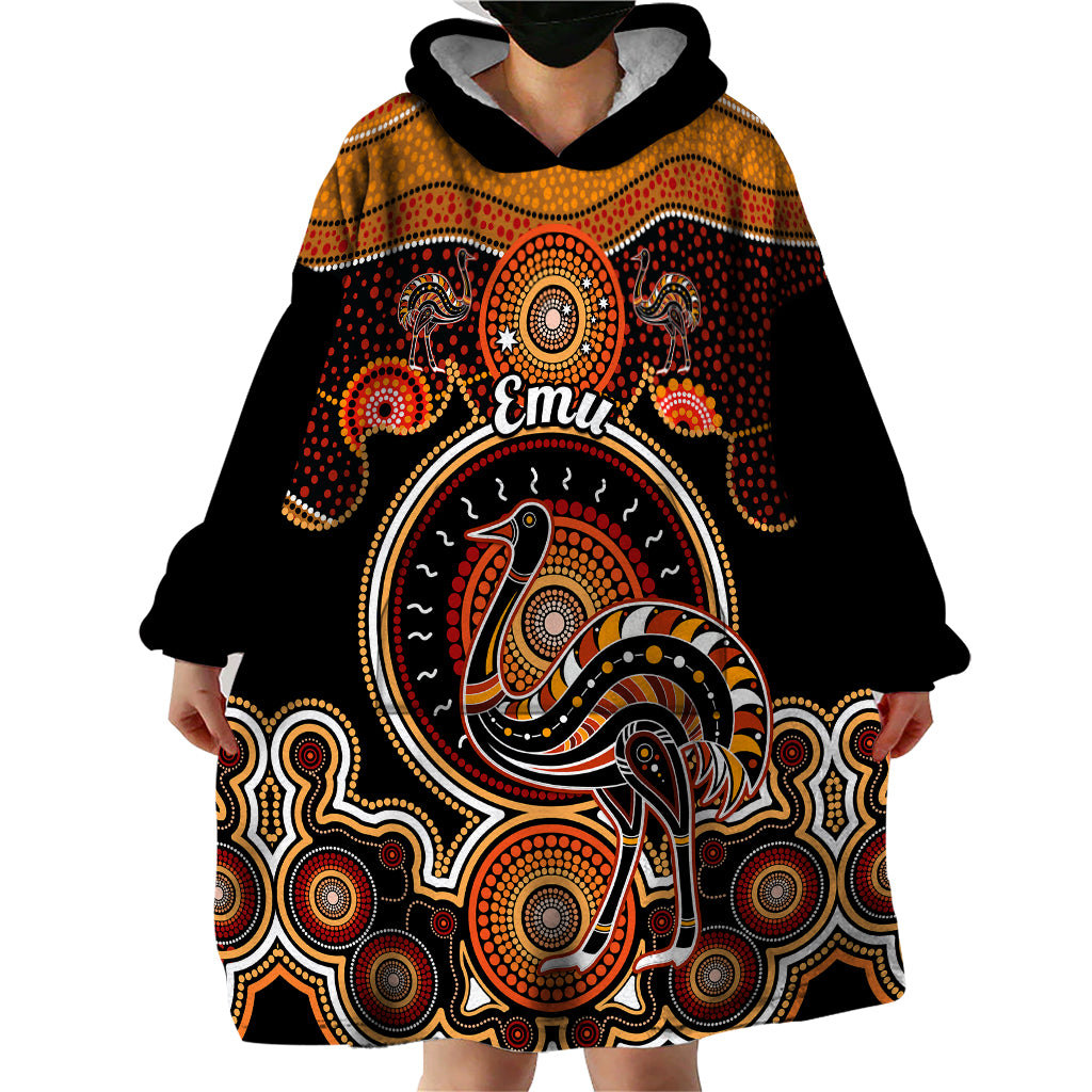 Personalised Australian Astrology Wearable Blanket Hoodie Aboriginal Emu Zodiac Sign - Vibe Hoodie Shop