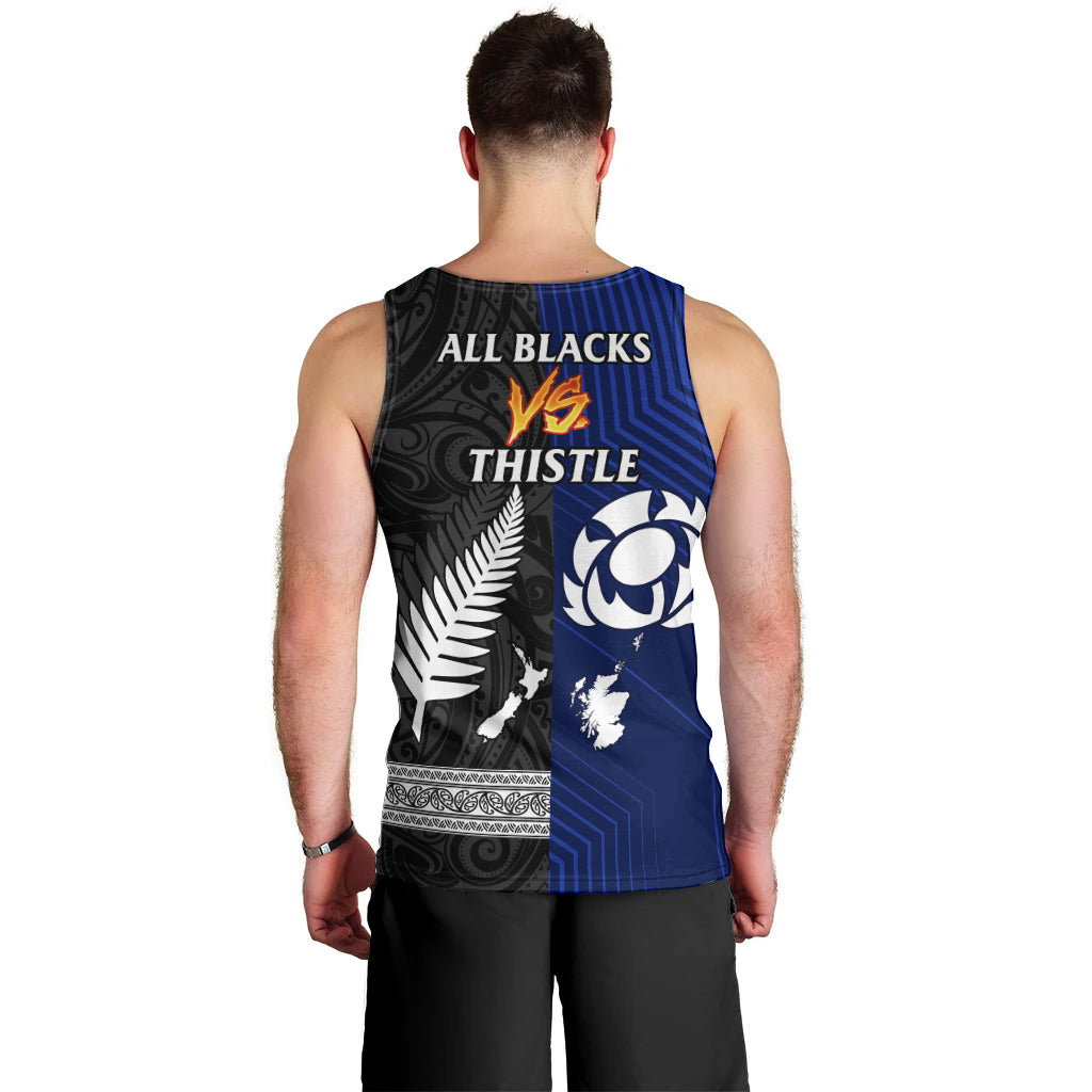 New Zealand and Scotland Rugby Men Tank Top All Black Maori With Thistle Together - Vibe Hoodie Shop