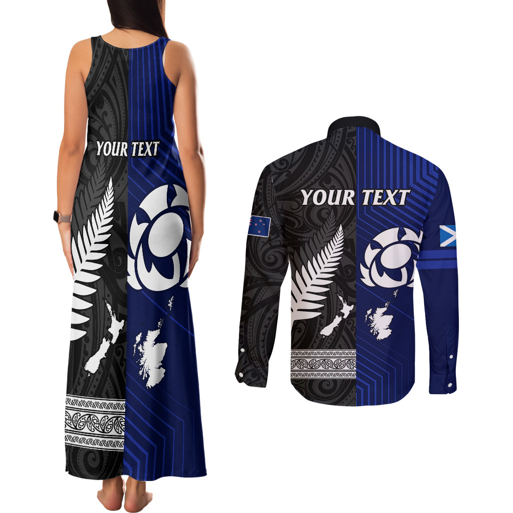 personalised-new-zealand-and-scotland-rugby-couples-matching-tank-maxi-dress-and-long-sleeve-button-shirts-all-black-maori-with-thistle-together
